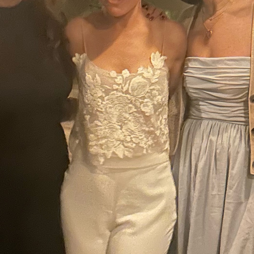 Bridal Cropped Lace Floral Top - Ivory - Picture 11 of 11